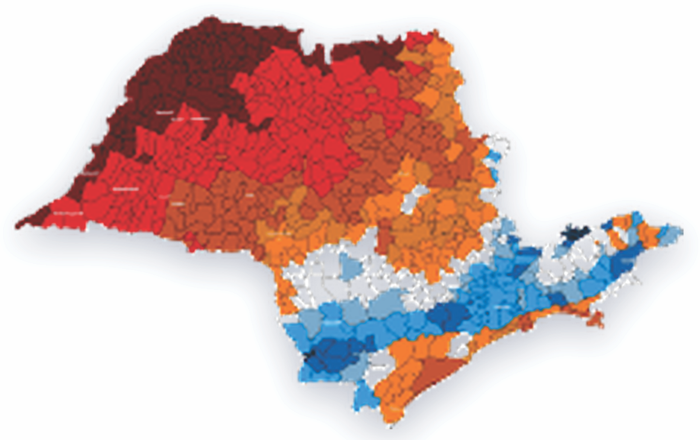 Mapa de calor do Estado de São Paulo